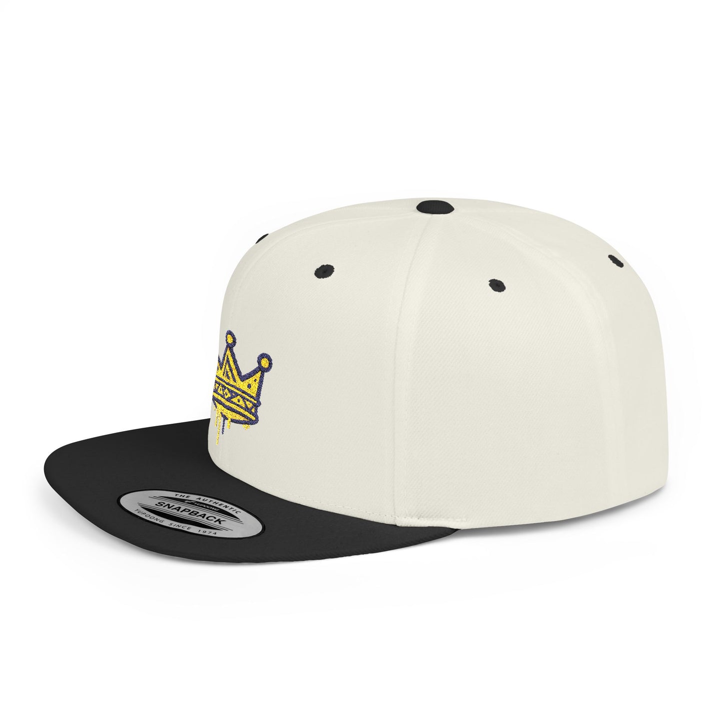 Crown Flat Bill Snapback Cap, Trendy Hat for Casual Style, Perfect for Birthdays, Parties, Outdoor Events, Gift for All Ages