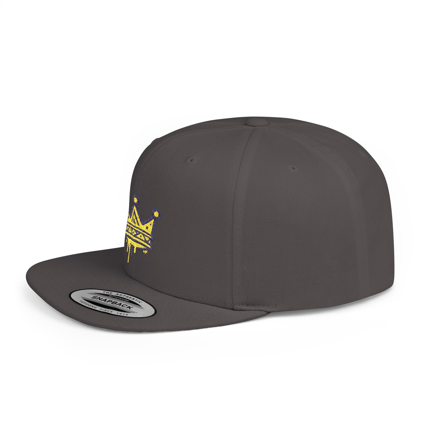 Crown Flat Bill Snapback Cap, Trendy Hat for Casual Style, Perfect for Birthdays, Parties, Outdoor Events, Gift for All Ages