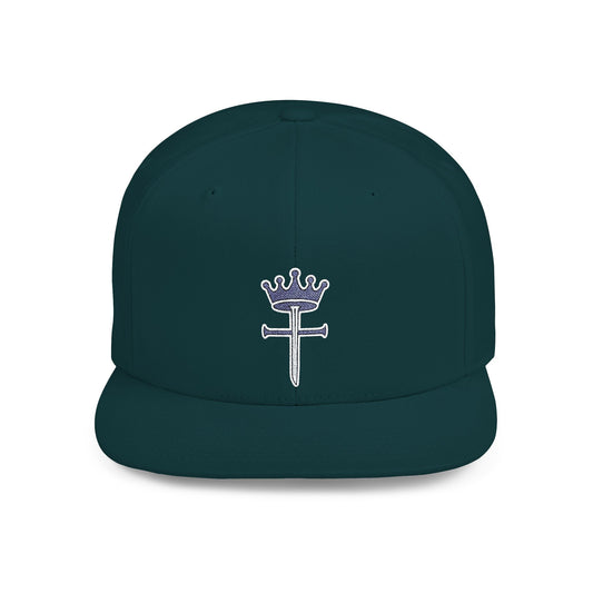 Crown Cross Snapback Hat — Minimal Royal Crest Flat Bill Cap