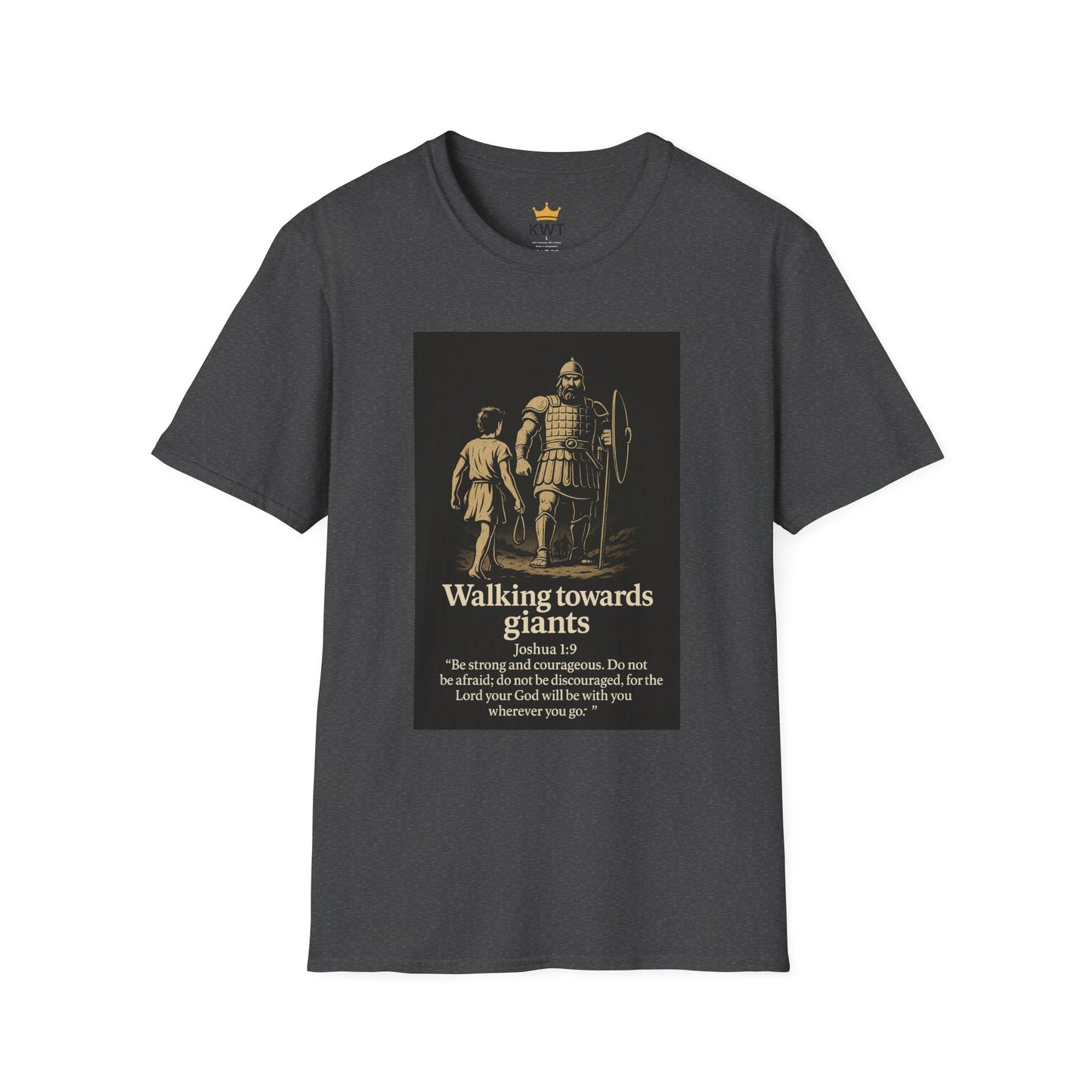 Bold Facing Giants Inspirational Quote T-Shirt, Unisex Softstyle Tee, Motivational Gift, Casual Wear, Thoughtful Present, Unique Quote Apparel