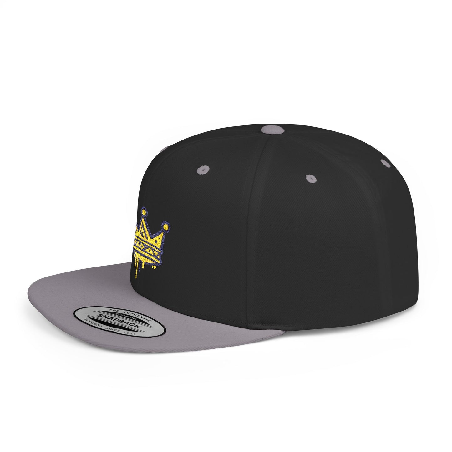 Crown Flat Bill Snapback Cap, Trendy Hat for Casual Style, Perfect for Birthdays, Parties, Outdoor Events, Gift for All Ages