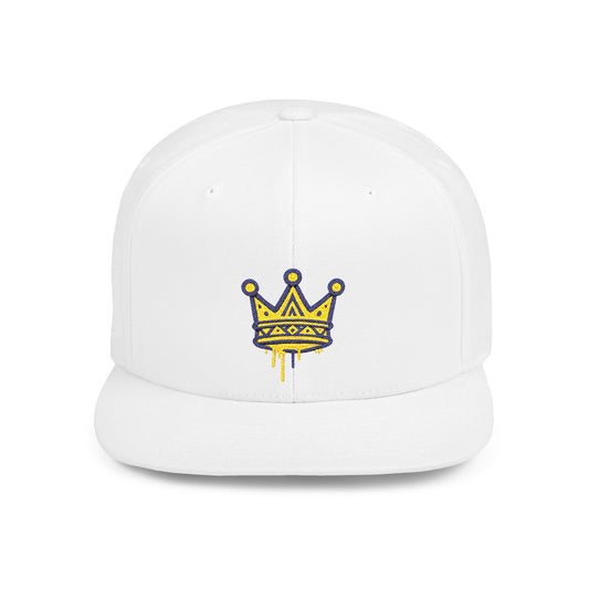 Crown Flat Bill Snapback Cap, Trendy Hat for Casual Style, Perfect for Birthdays, Parties, Outdoor Events, Gift for All Ages
