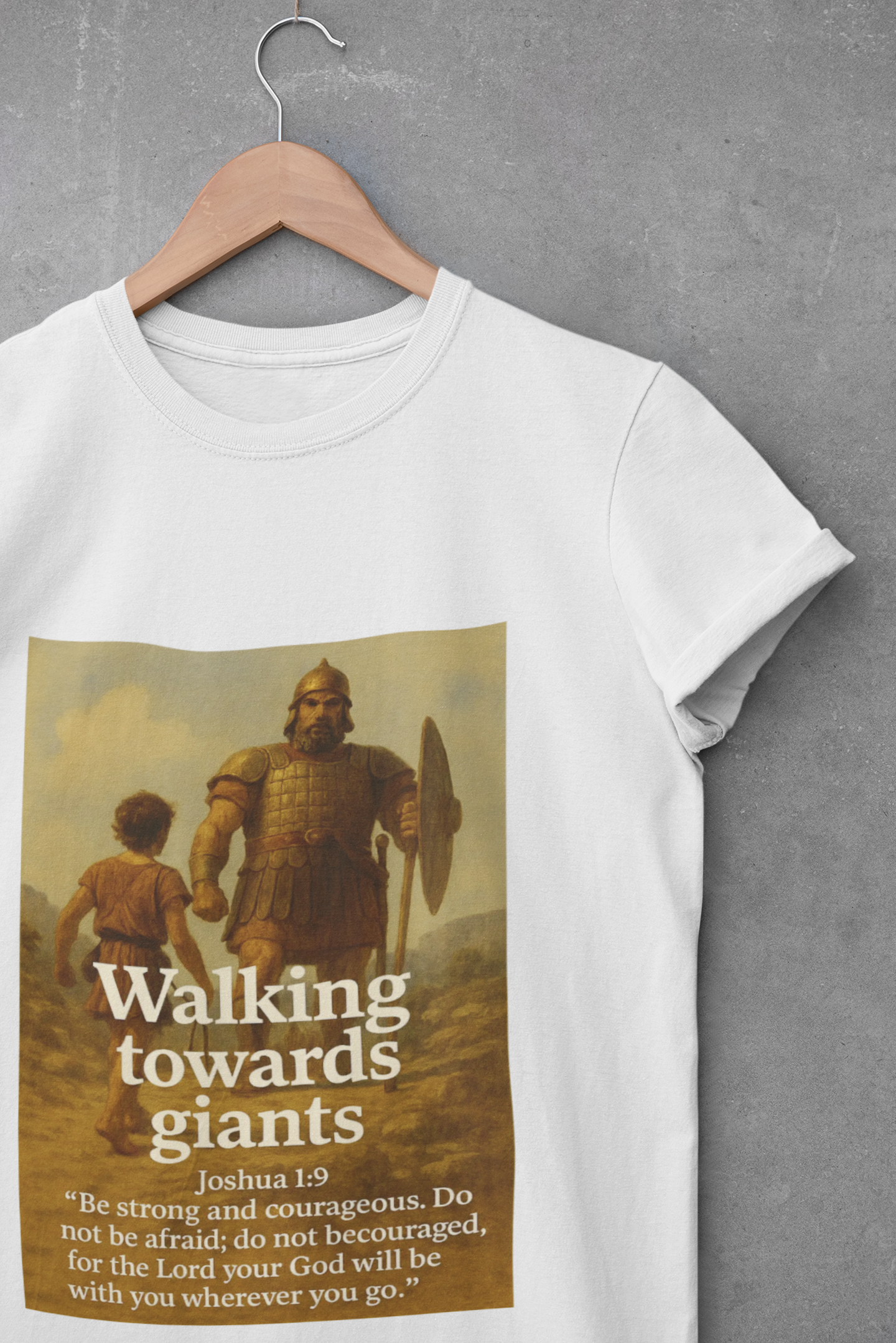 Giant Inspirational Unisex T-Shirt: Walking Towards Giants, Motivational Apparel, Gift for Him/Her, Faith-Based Clothing, Casual Wear, Bible [...]