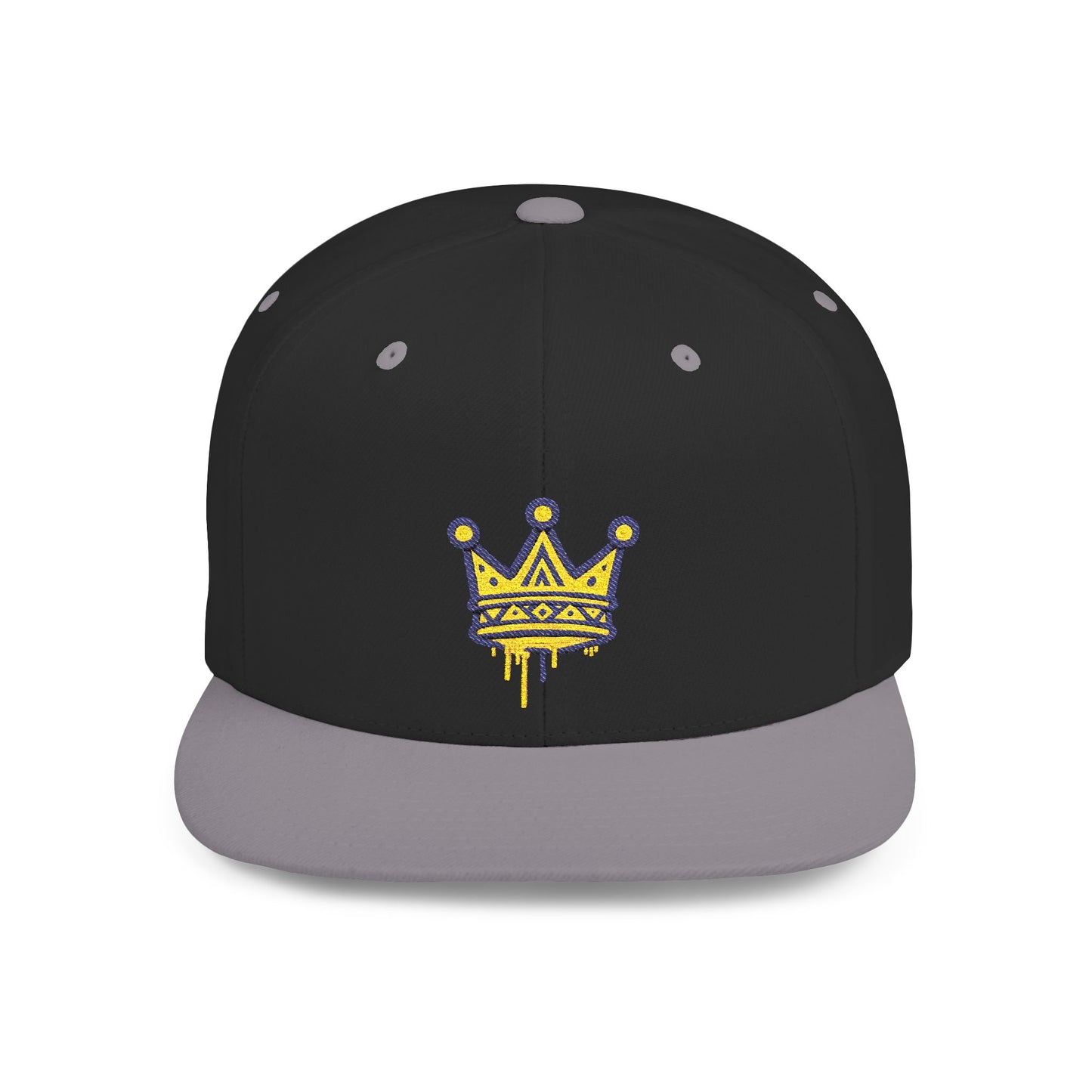 Crown Flat Bill Snapback Cap, Trendy Hat for Casual Style, Perfect for Birthdays, Parties, Outdoor Events, Gift for All Ages