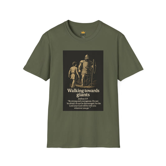 Bold Facing Giants Inspirational Quote T-Shirt, Unisex Softstyle Tee, Motivational Gift, Casual Wear, Thoughtful Present, Unique Quote Apparel