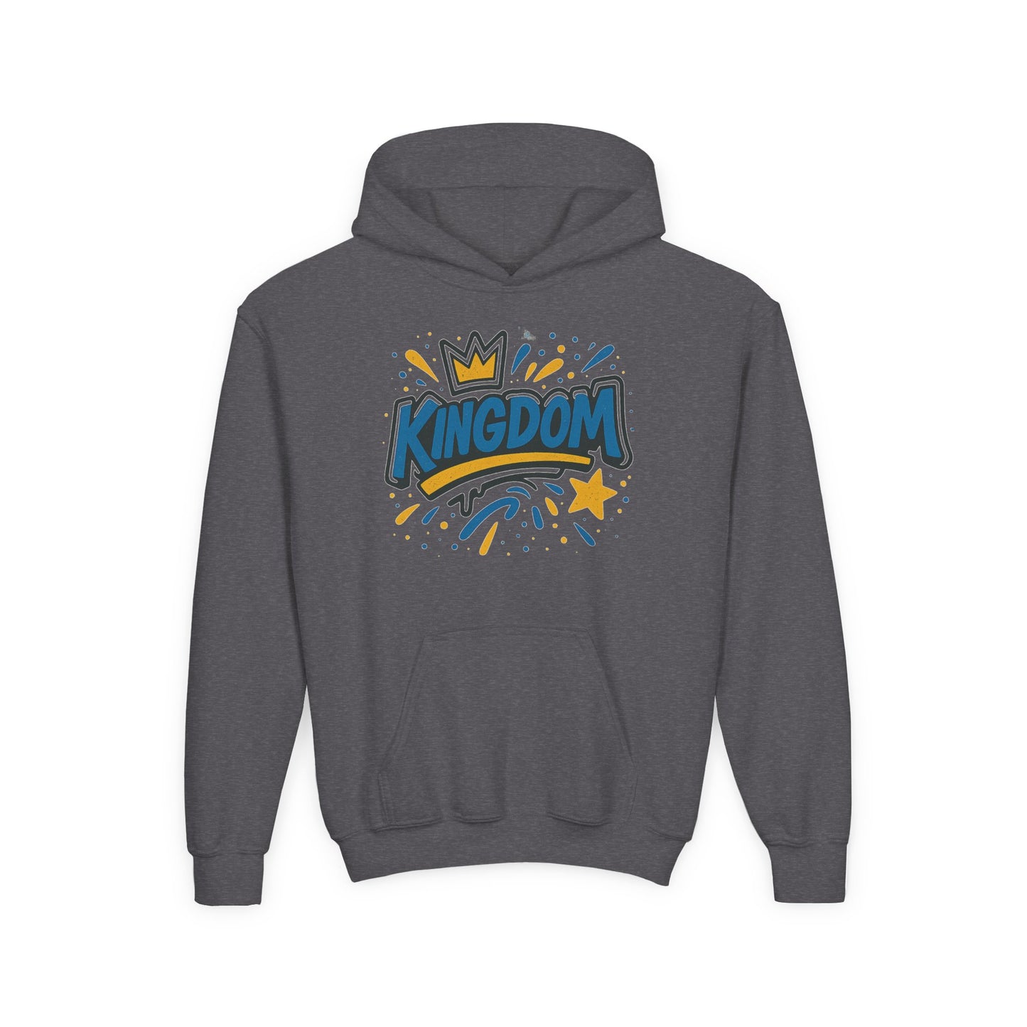 Kingdom Crown Youth Heavy Blend Hooded Sweatshirt, Fun Streetwear, Perfect for Birthdays, Back to School, Gift Ideas, Trendy Hoodie