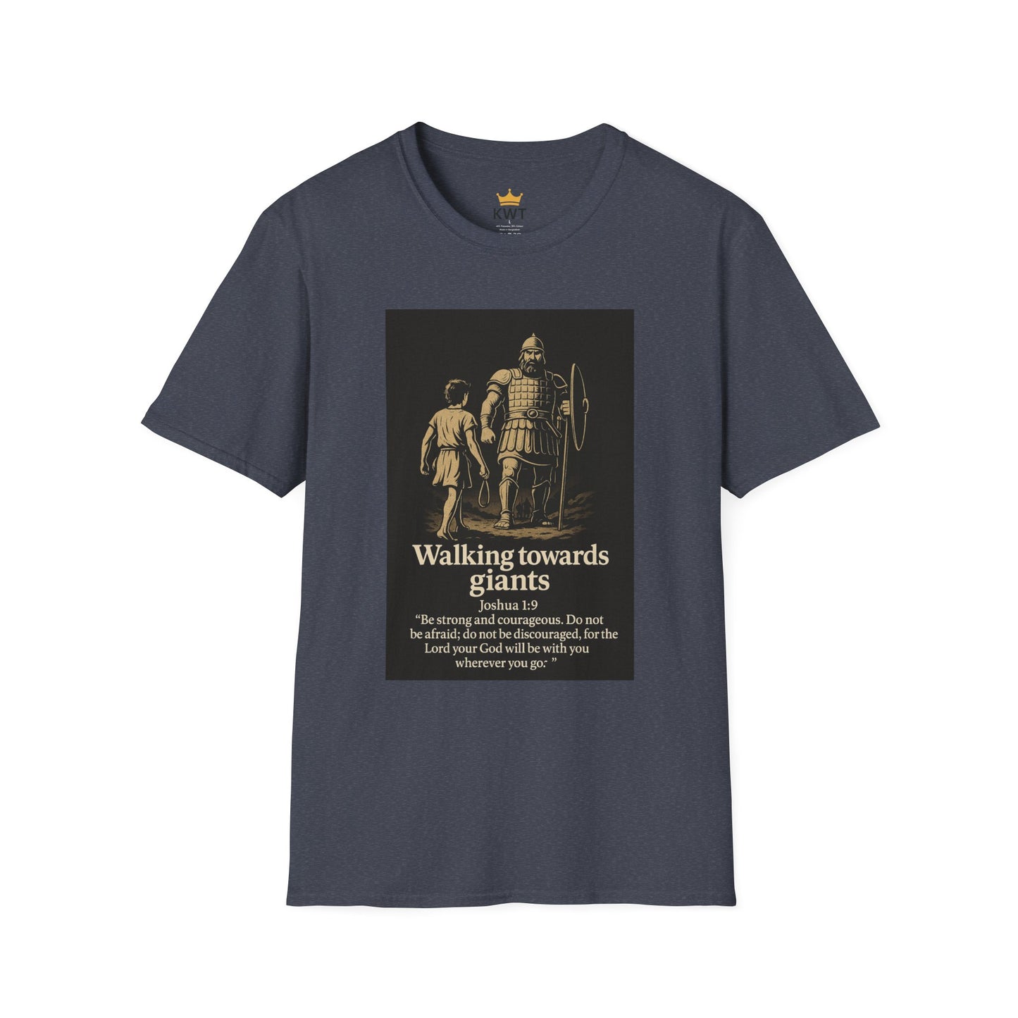 Bold Facing Giants Inspirational Quote T-Shirt, Unisex Softstyle Tee, Motivational Gift, Casual Wear, Thoughtful Present, Unique Quote Apparel