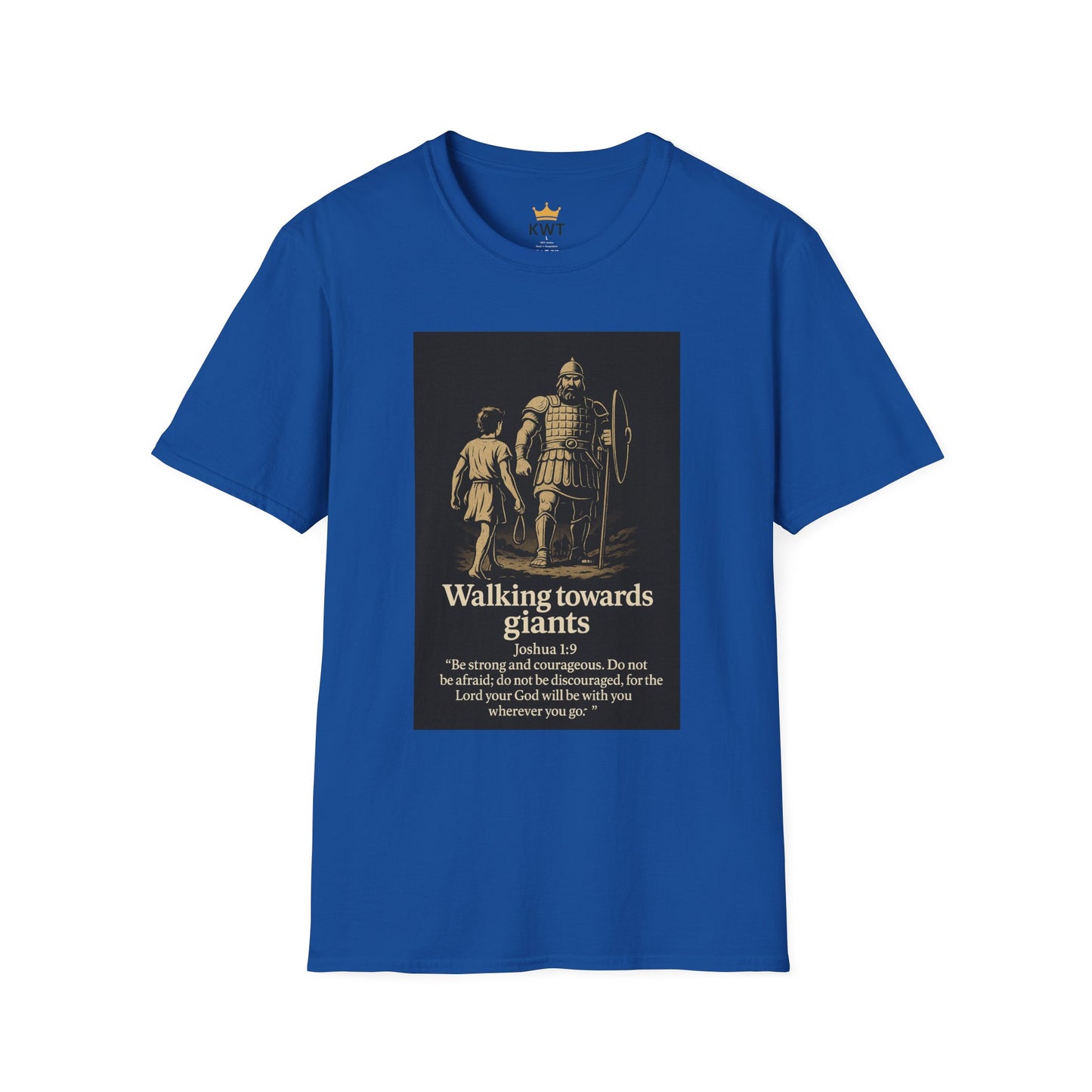Bold Facing Giants Inspirational Quote T-Shirt, Unisex Softstyle Tee, Motivational Gift, Casual Wear, Thoughtful Present, Unique Quote Apparel