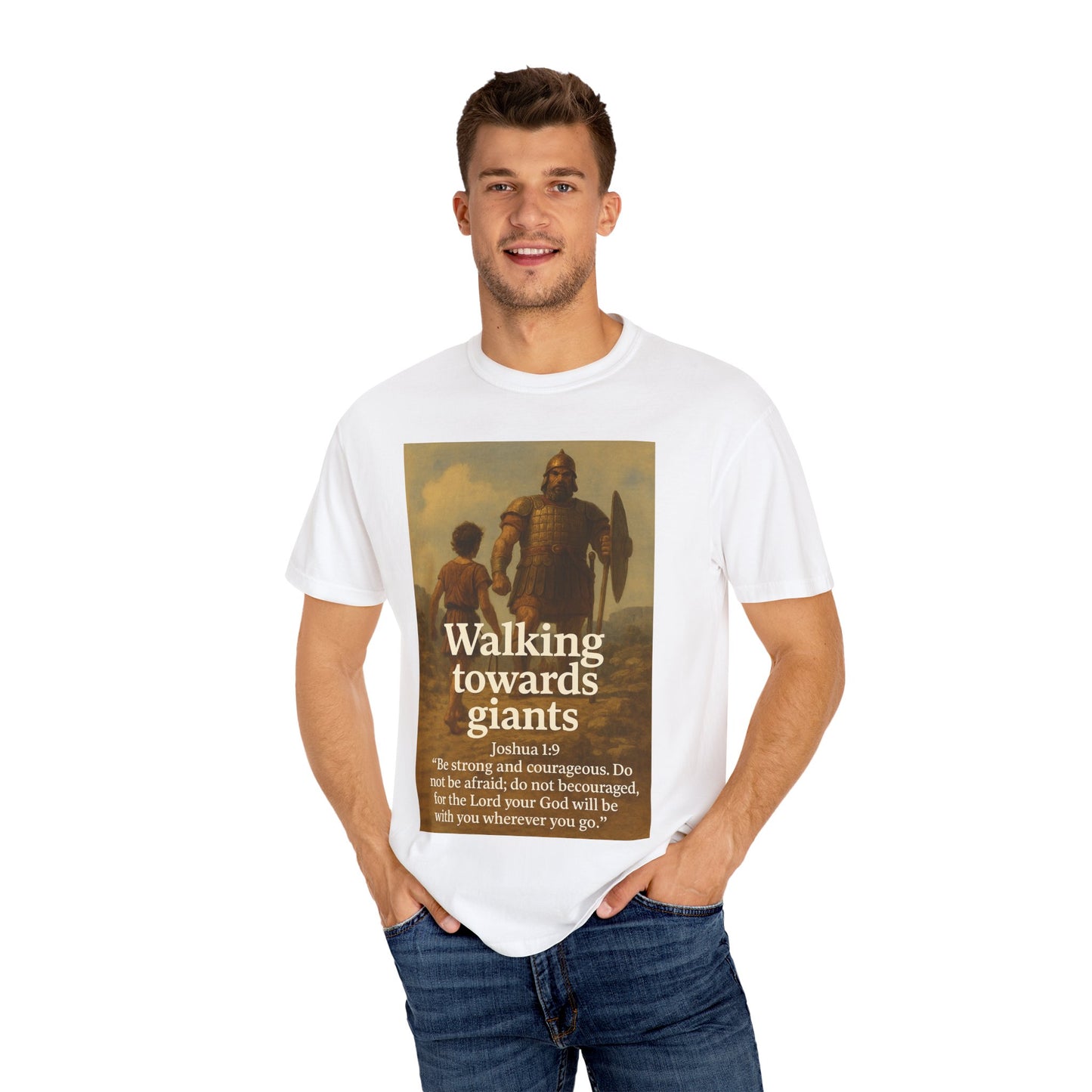 Giant Inspirational Unisex T-Shirt: Walking Towards Giants, Motivational Apparel, Gift for Him/Her, Faith-Based Clothing, Casual Wear, Bible [...]
